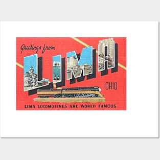 Greetings from Lima, Ohio - Vintage Large Letter Postcard Posters and Art